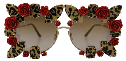 Dolce &amp; Gabbana Elegant Round Rose-Embellished Sunglasses