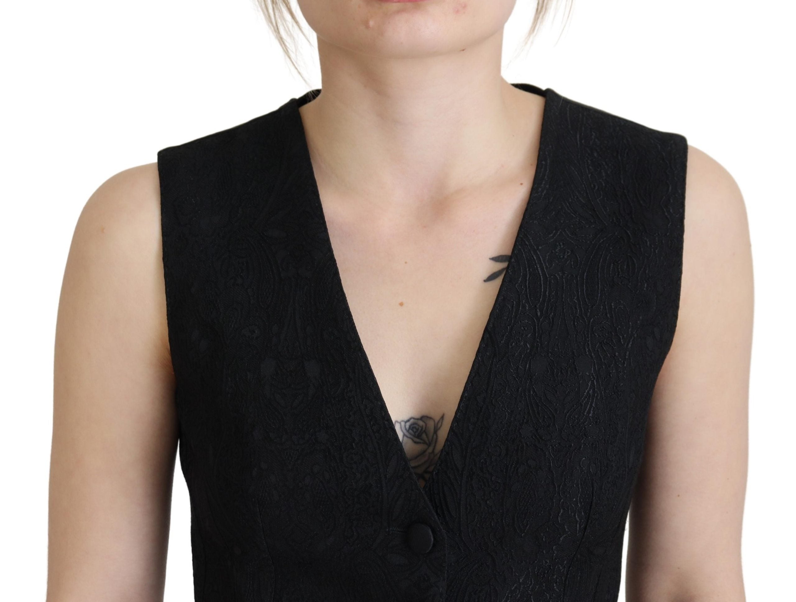 Dolce &amp; Gabbana Elegant Black Silk Blend Waistcoat Vest