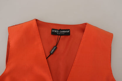 Dolce &amp; Gabbana Elegant Orange Silk Waistcoat