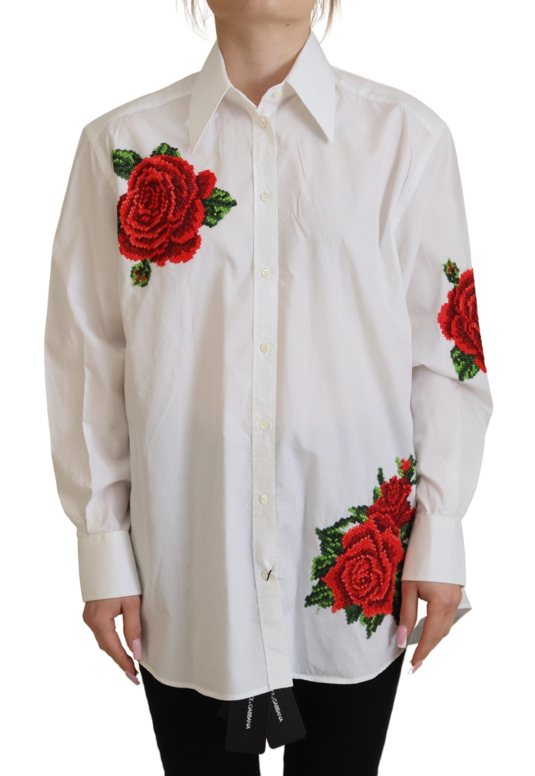 Dolce &amp; Gabbana Elegant Floral Embroidered Silk Blend Shirt