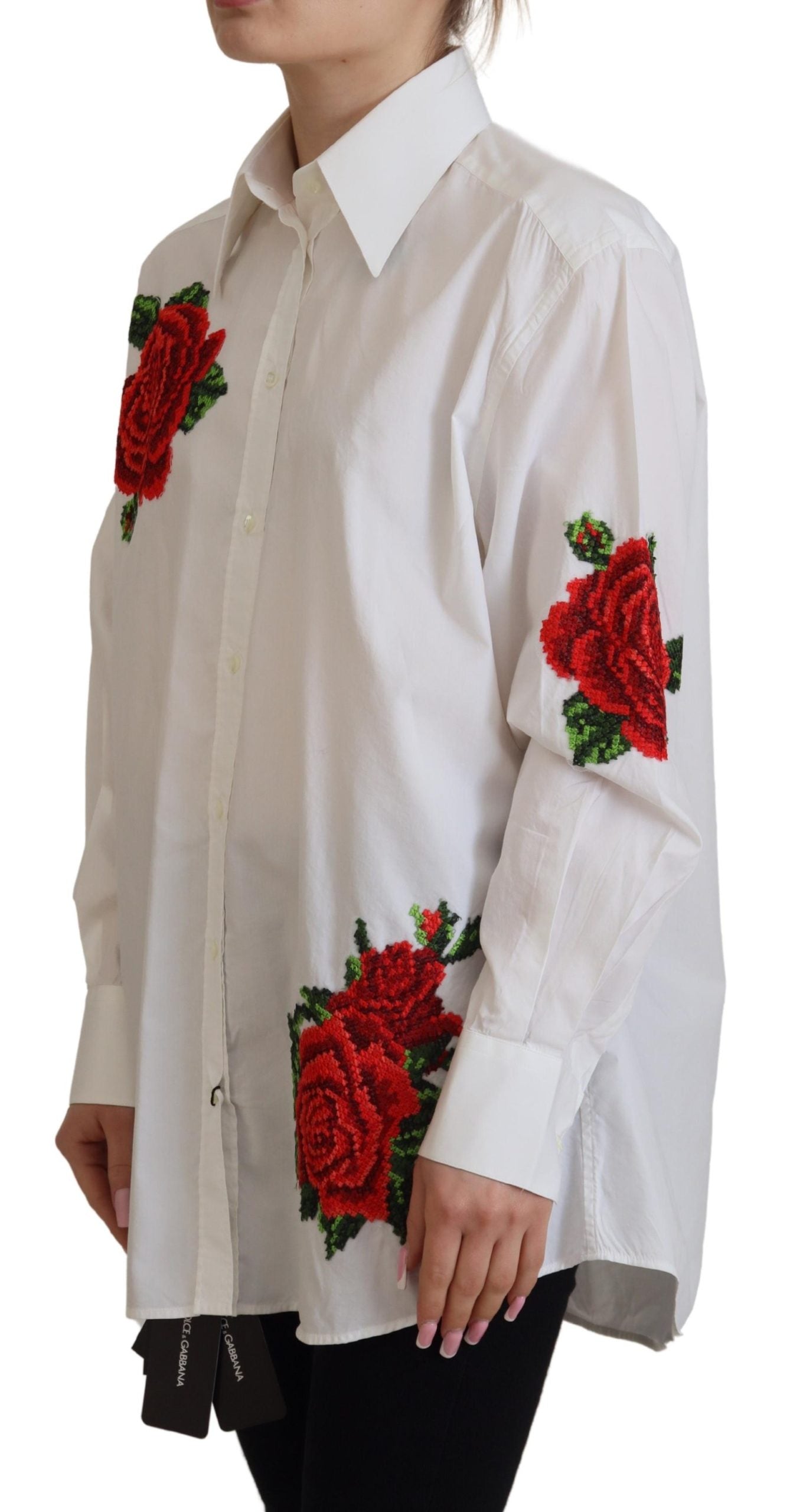 Dolce &amp; Gabbana Elegant Floral Embroidered Silk Blend Shirt