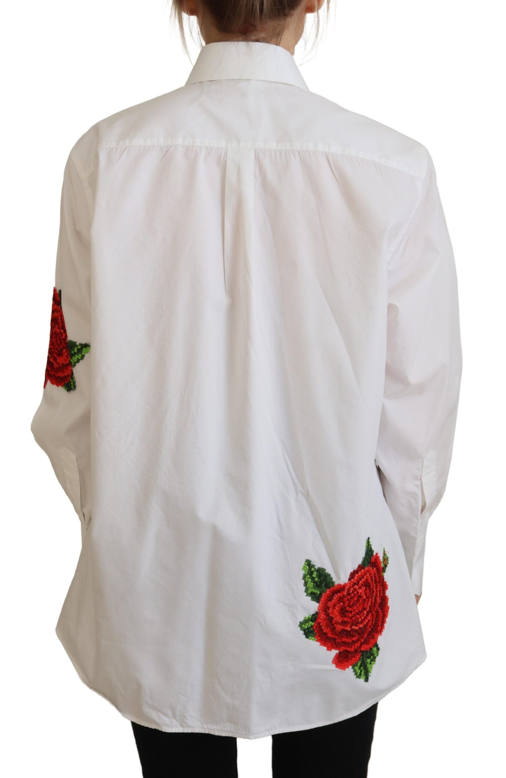 Dolce &amp; Gabbana Elegant Floral Embroidered Silk Blend Shirt