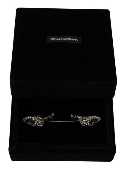 Dolce &amp; Gabbana Elegant Sterling Silver Glass Brooch