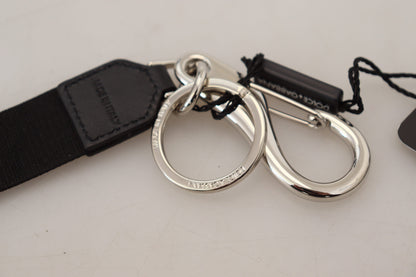 Dolce &amp; Gabbana Elegant Black Charm Keychain with Brass Accents