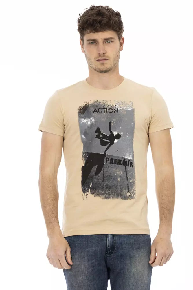 Trussardi Action Beige Cotton Men T-Shirt