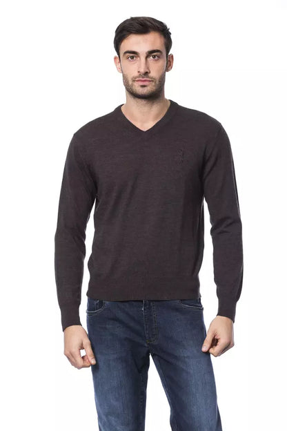 Billionaire Italian Couture Brown Merino Wool Men Sweater