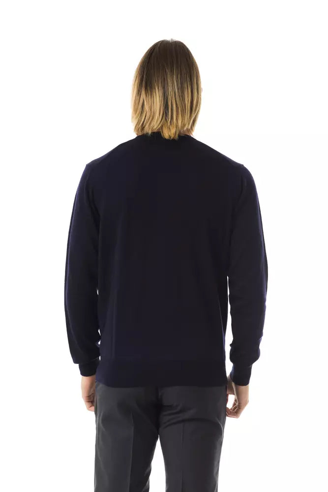 Uominitaliani Blue Merino Wool Men Sweater