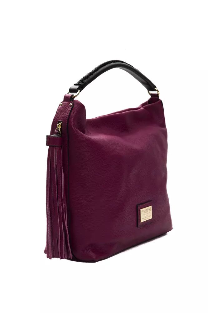 Pompei Donatella Elegant Burgundy Leather Shoulder Bag