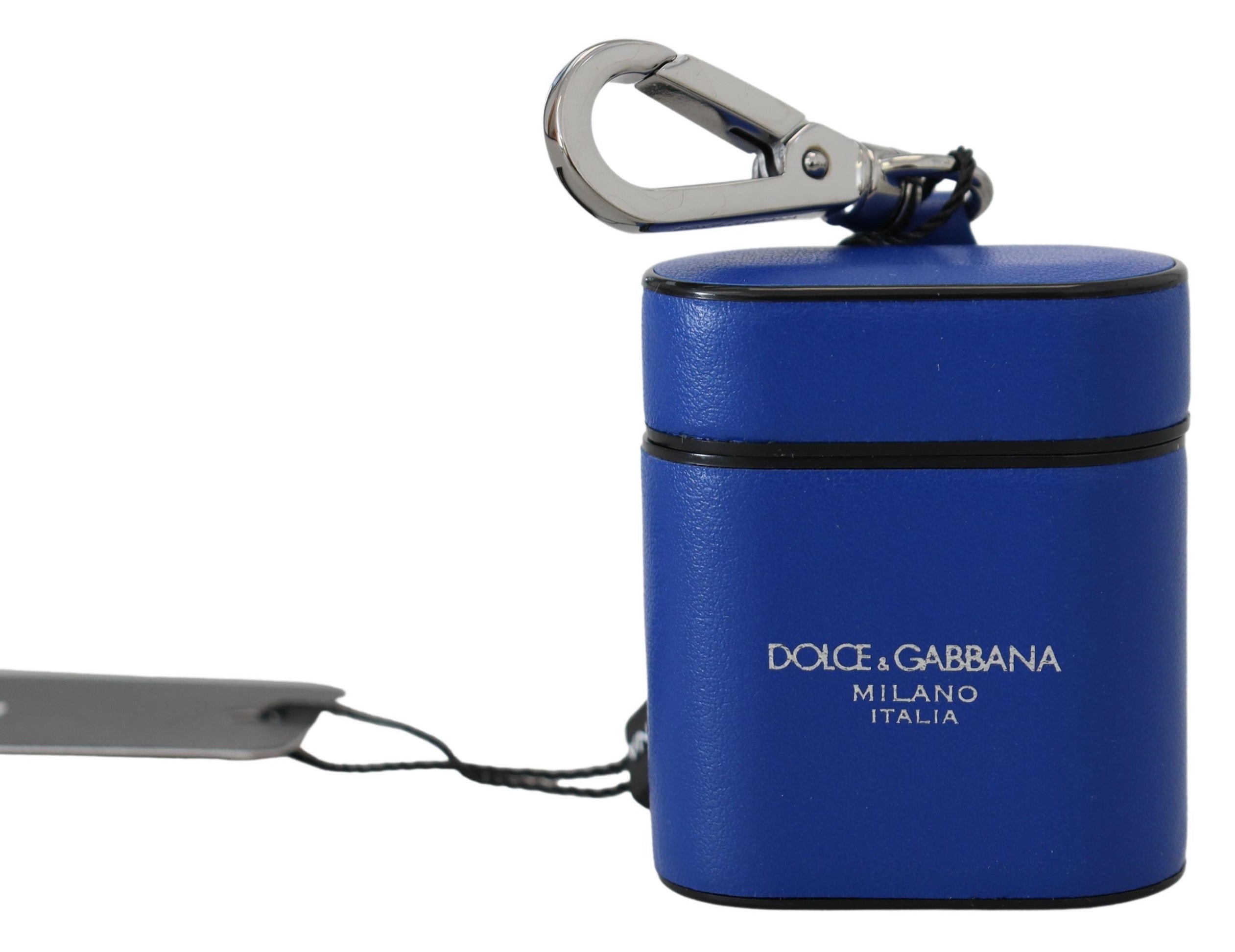 Dolce &amp; Gabbana Elegant Blue Leather Airpods Case