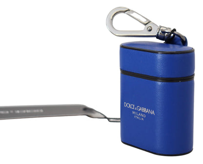 Dolce &amp; Gabbana Elegant Blue Leather Airpods Case