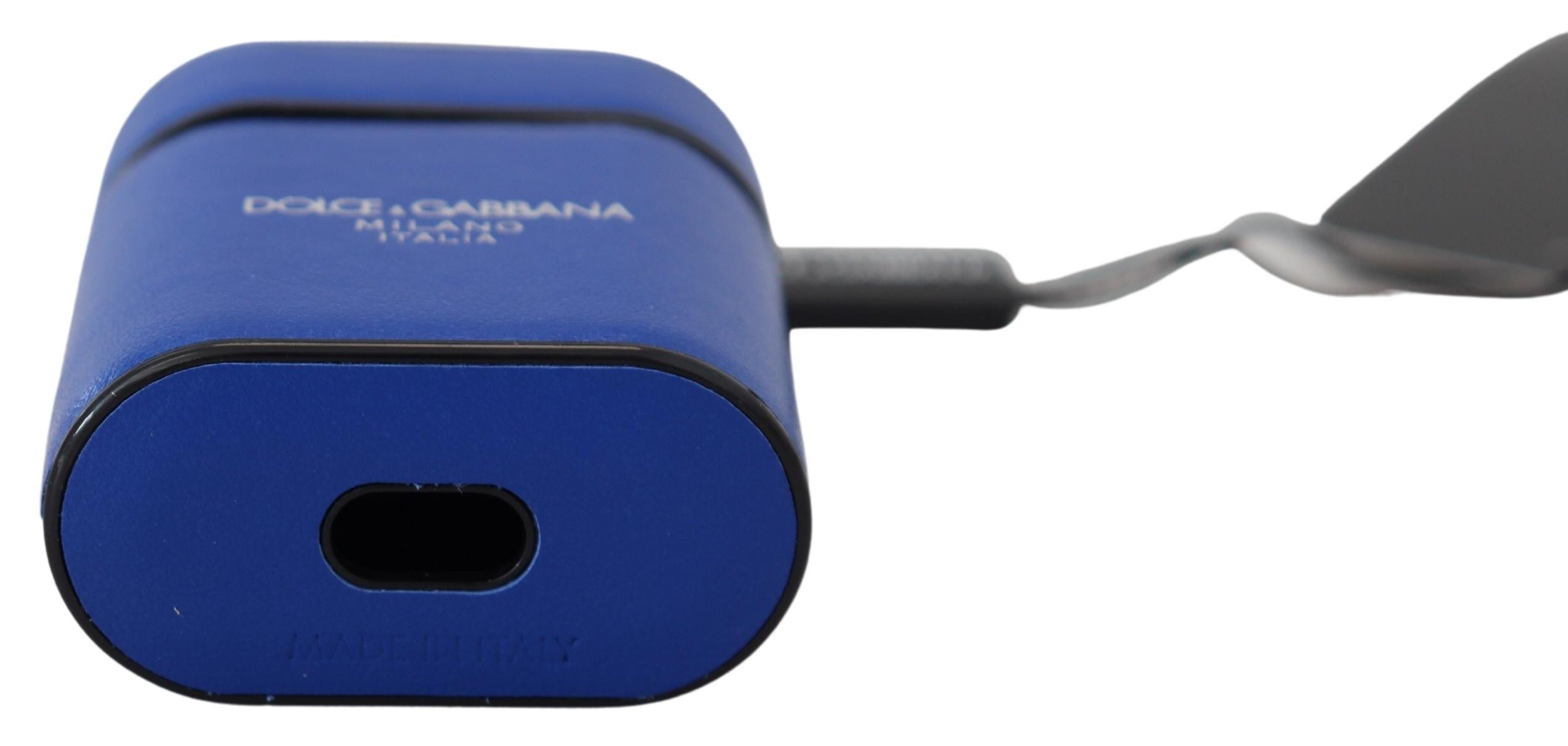 Dolce &amp; Gabbana Elegant Blue Leather Airpods Case