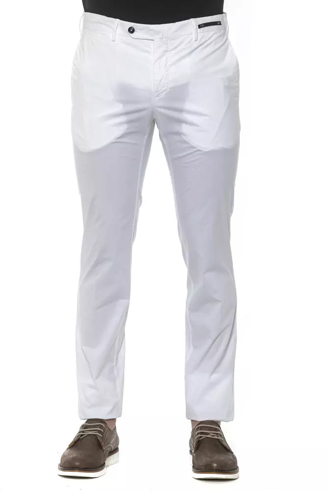 PT Torino White Cotton Men Trouser