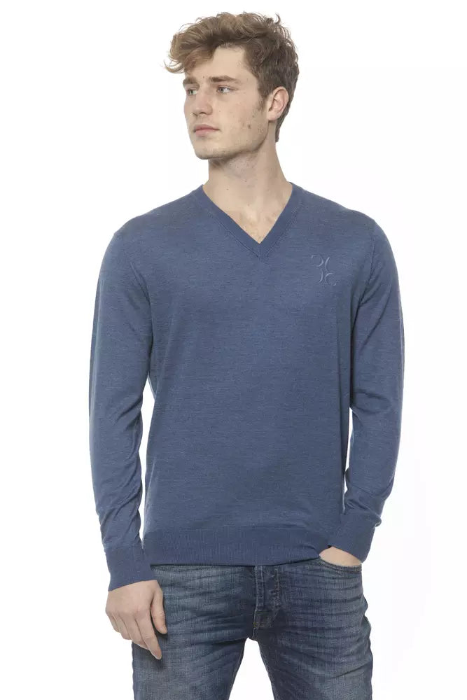 Billionaire Italian Couture Blue Cashmere Men Sweater