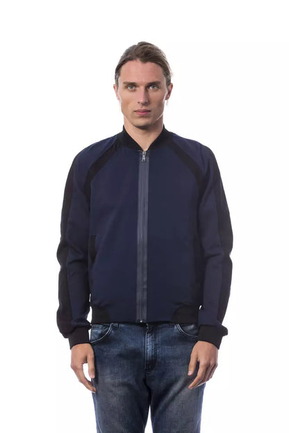 Verri Blue Viscose Men Bomber Jacket