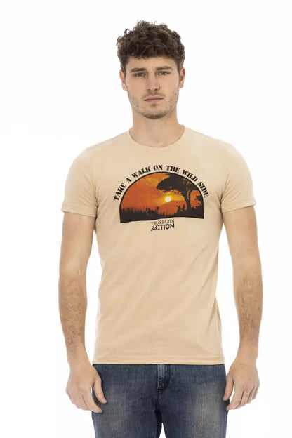 Trussardi Action Beige Cotton Men T-Shirt