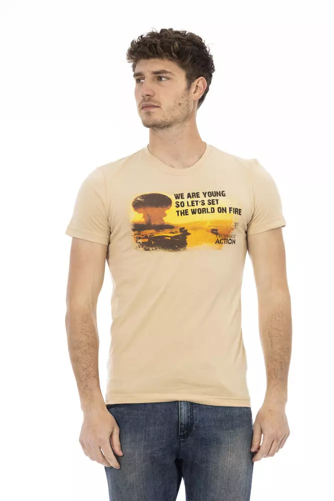 Trussardi Action Beige Cotton Men T-Shirt