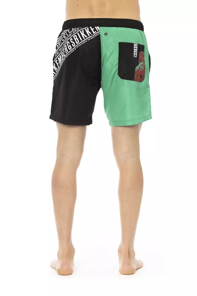 Bikkembergs Green Polyester Men Swim Short