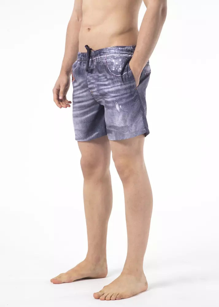 Just Cavalli Blue Polyester Men Swim Short