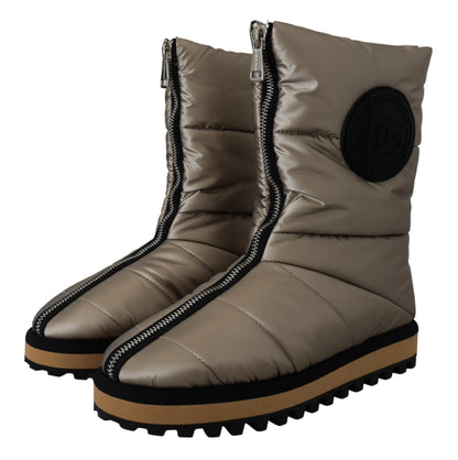 Dolce &amp; Gabbana Silver Platino Mid Calf Designer Boots