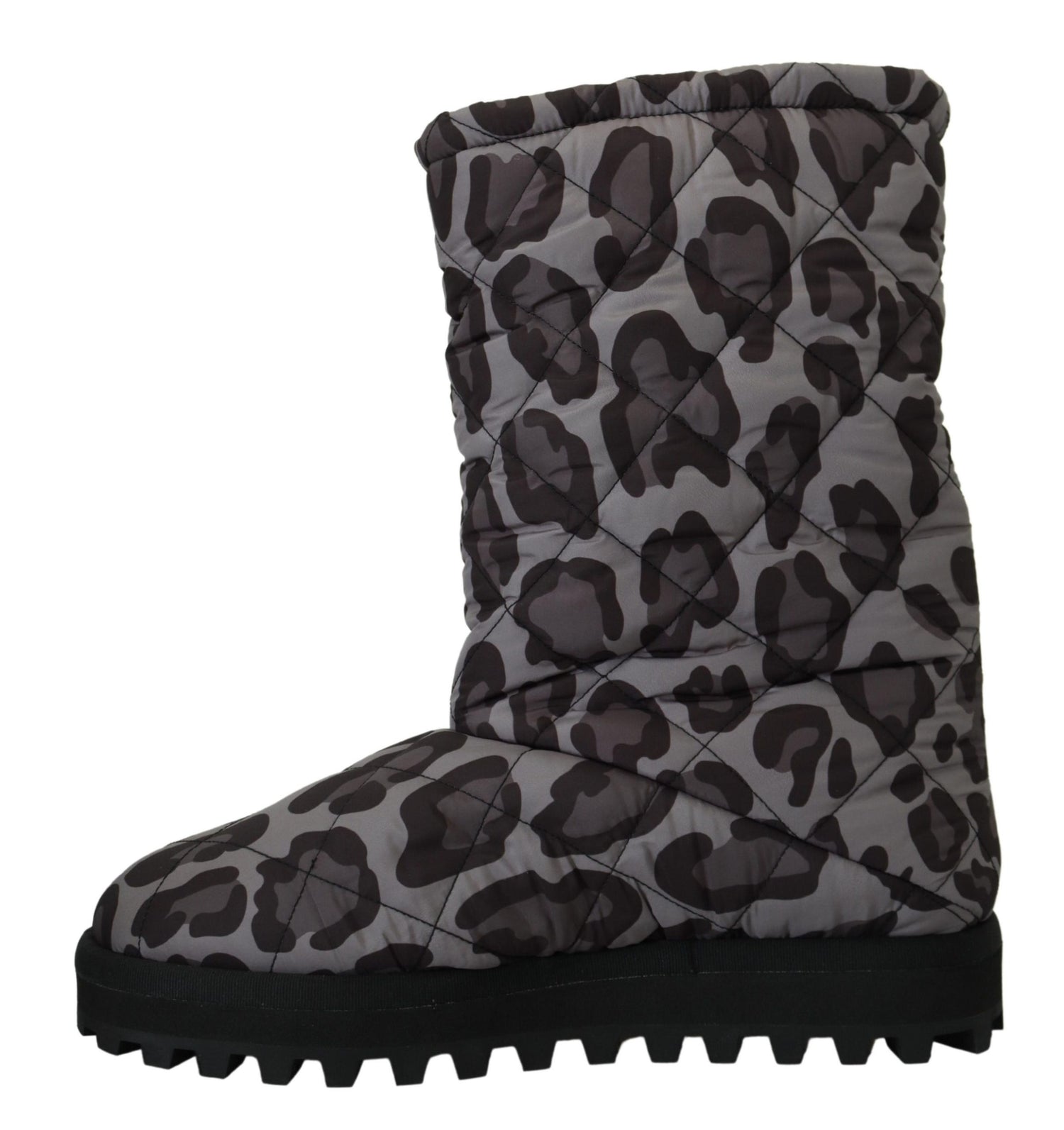 Dolce &amp; Gabbana Elegant Gray Leopard Mid Calf Boots