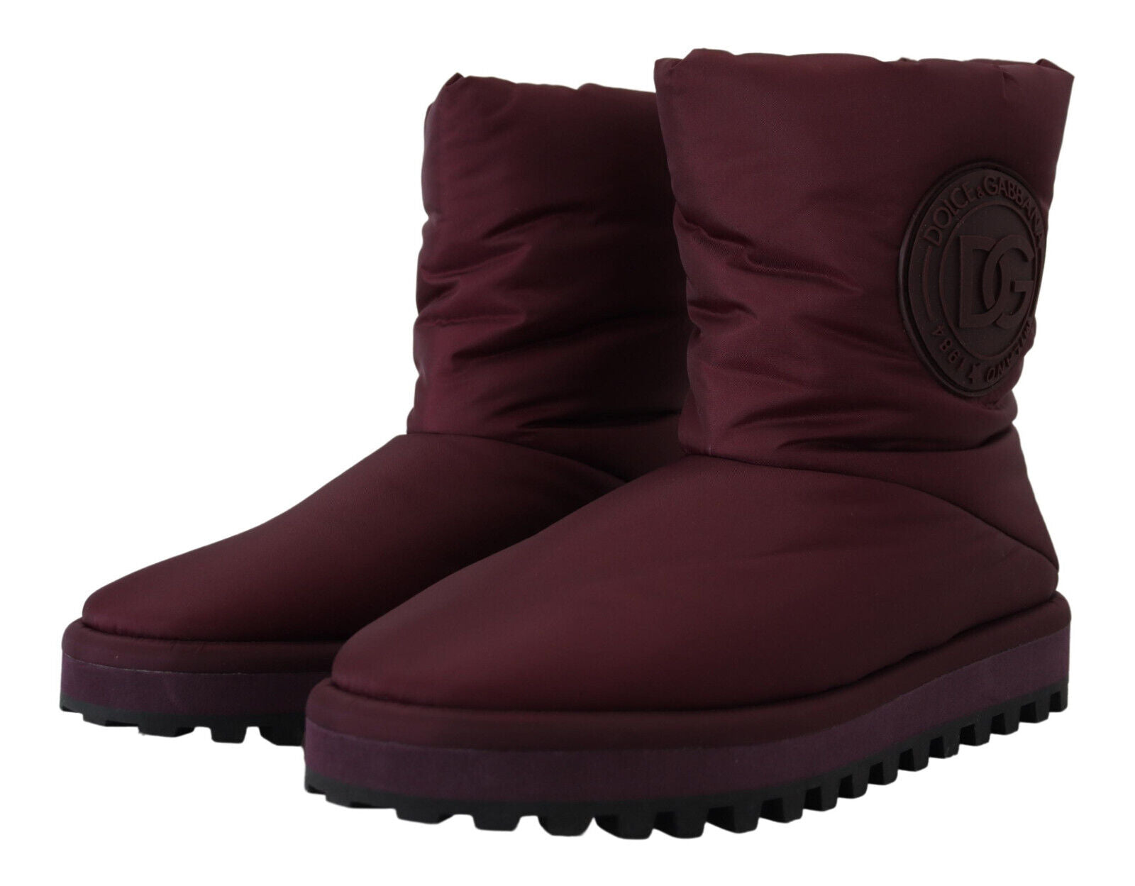 Dolce &amp; Gabbana Elegant Bordeaux Mid Calf Boots