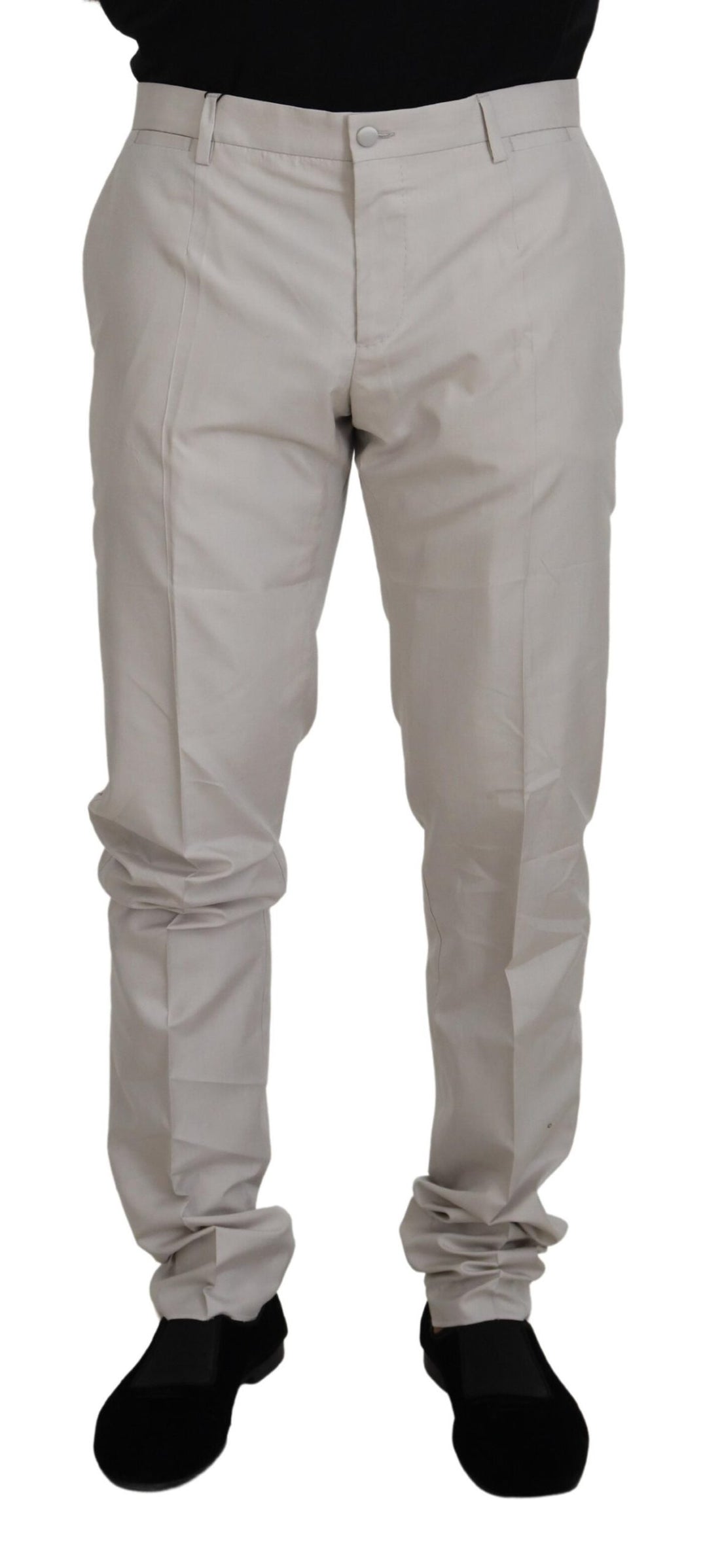 Dolce &amp; Gabbana Elegant Off White Silk Blend Trousers