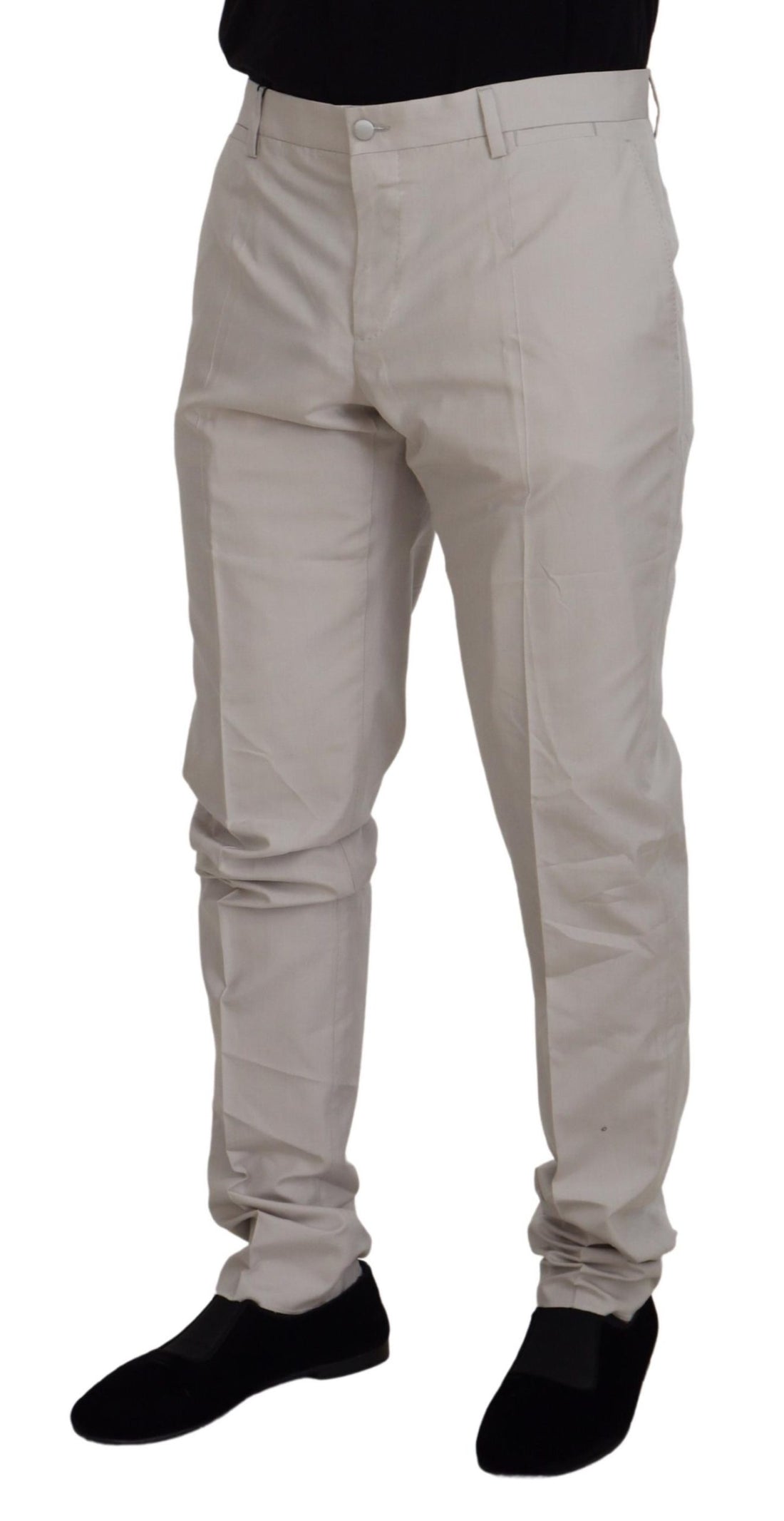 Dolce &amp; Gabbana Elegant Off White Silk Blend Trousers