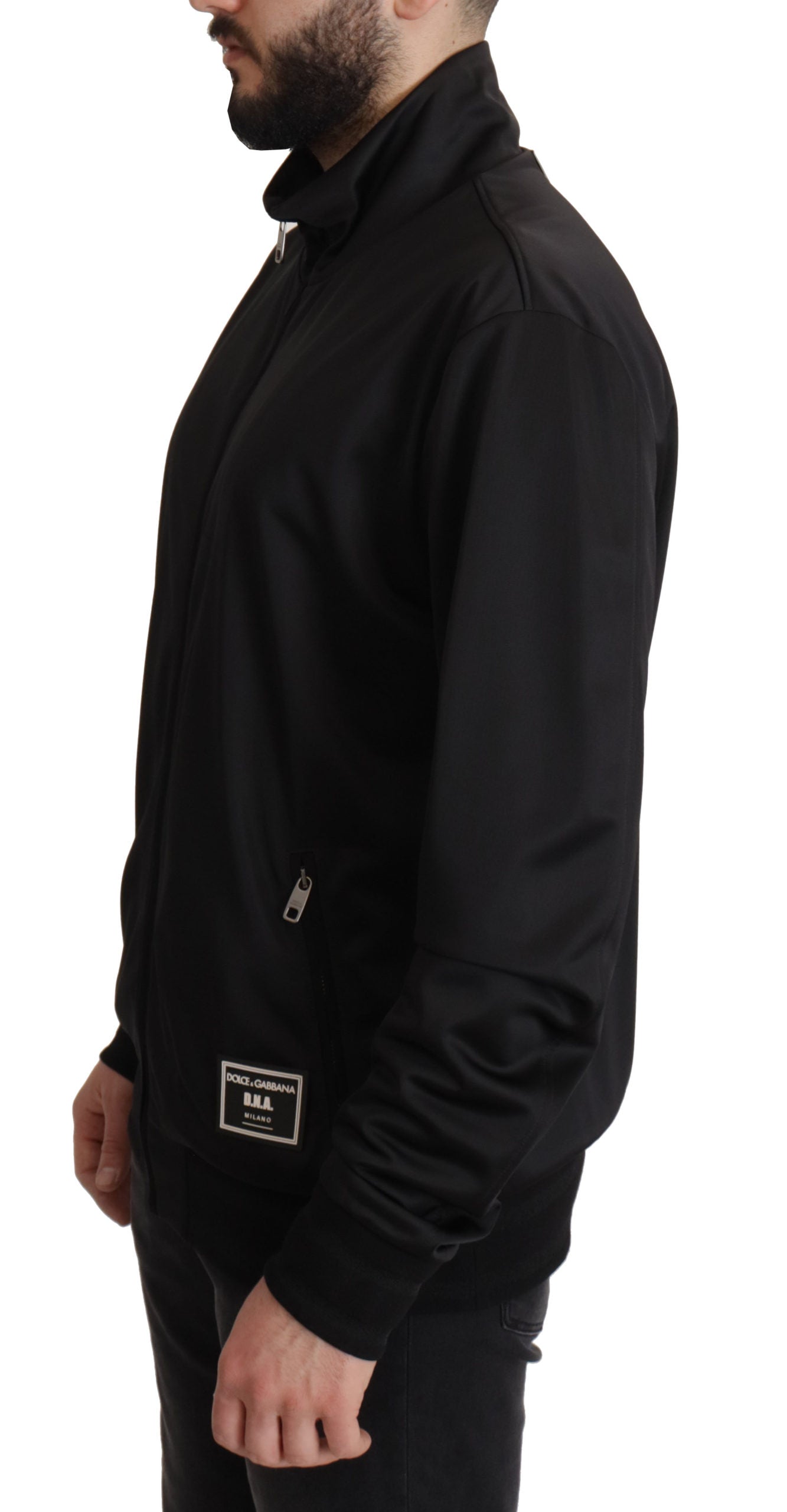 Dolce &amp; Gabbana Elegant Black Full Zip Sweater