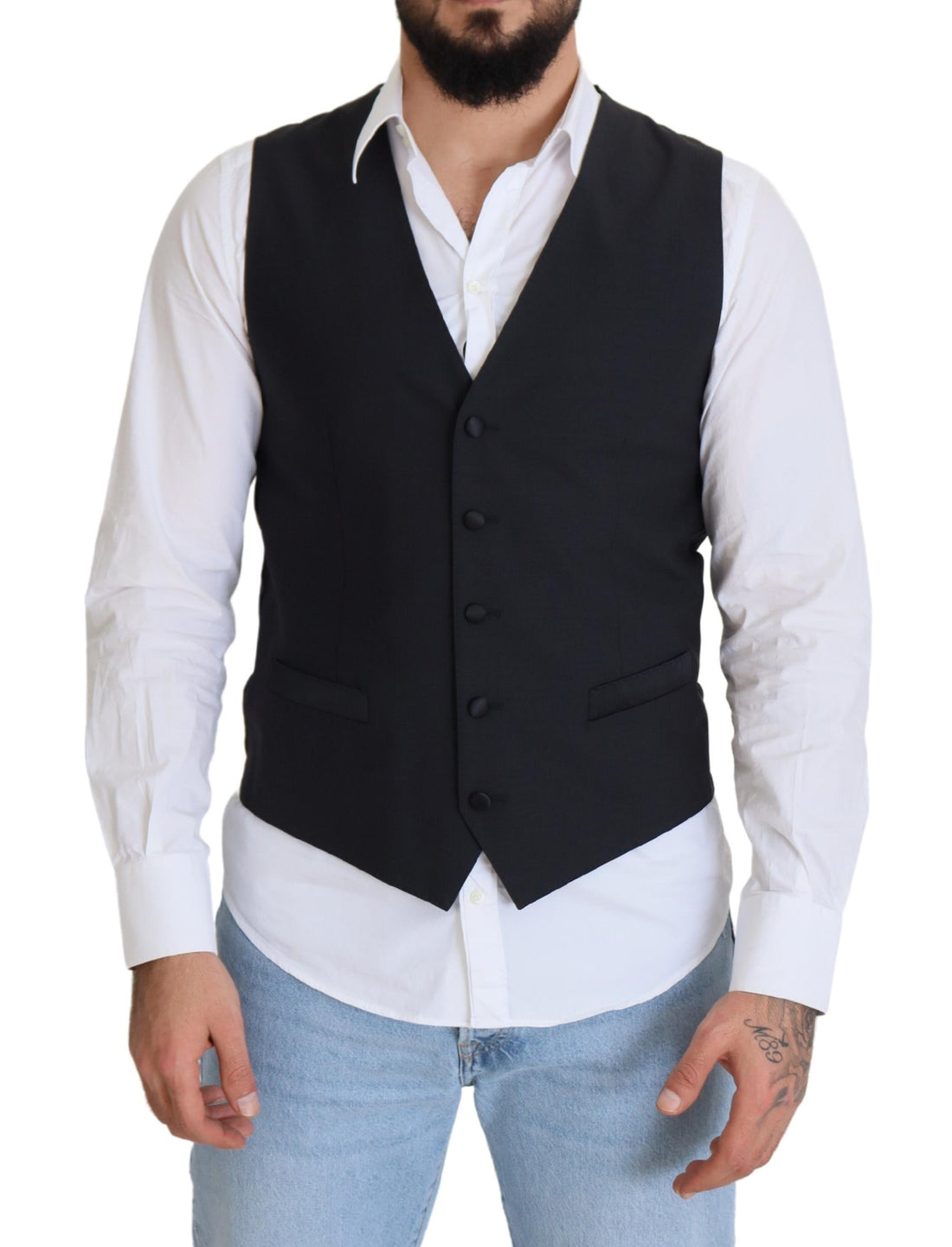 Dolce &amp; Gabbana Elegant Black Single Breasted Dress Vest