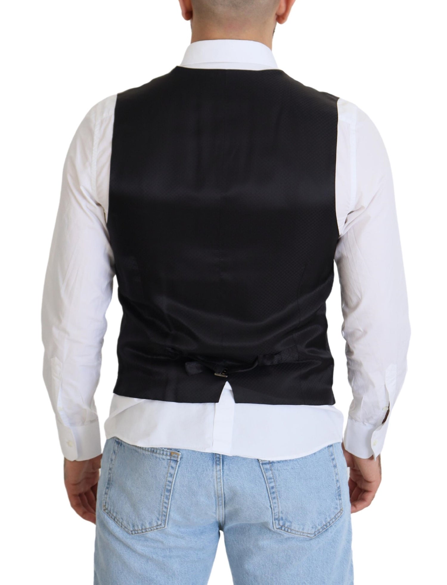 Dolce &amp; Gabbana Elegant Black Single Breasted Dress Vest