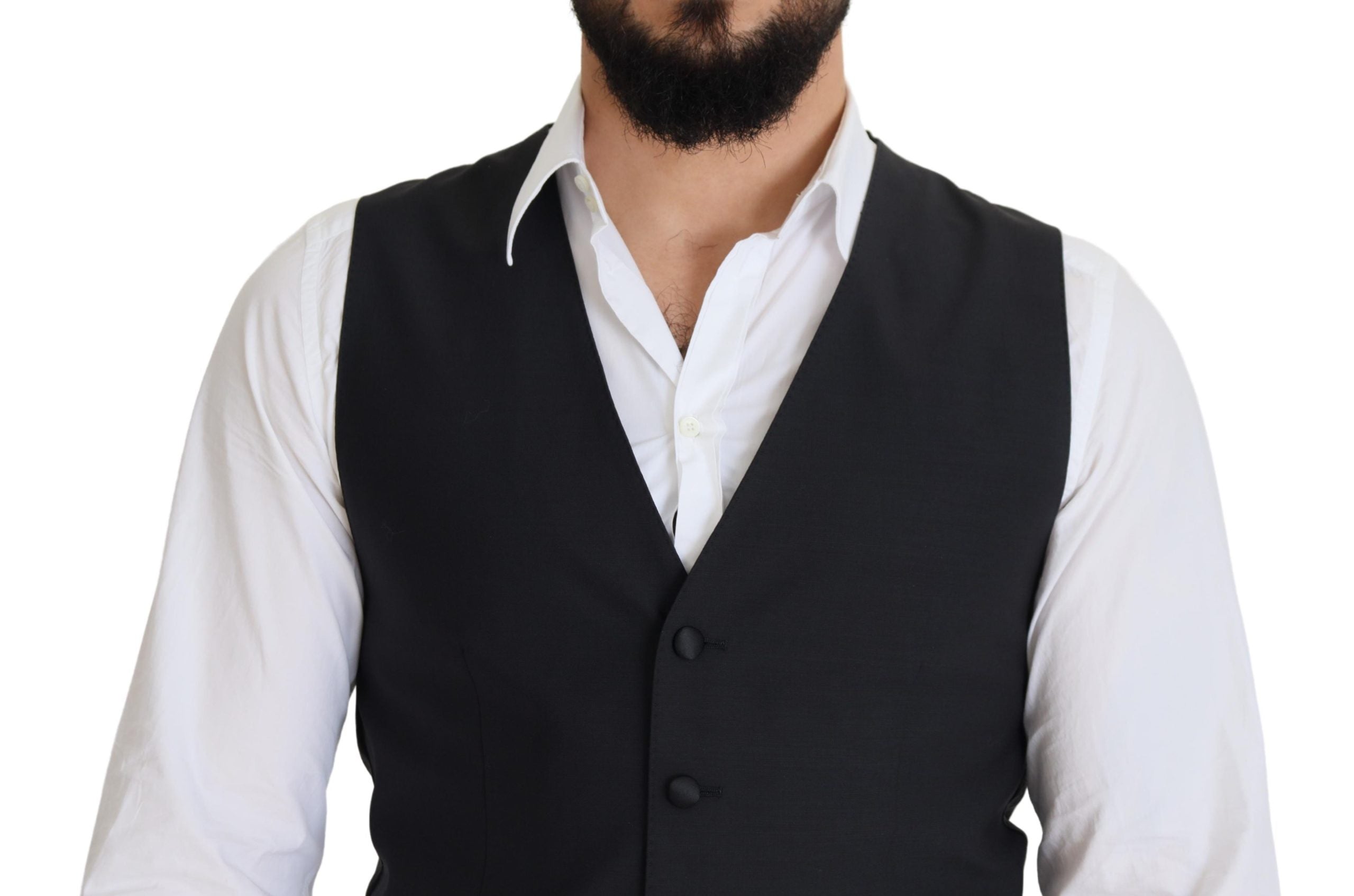 Dolce &amp; Gabbana Elegant Black Single Breasted Dress Vest