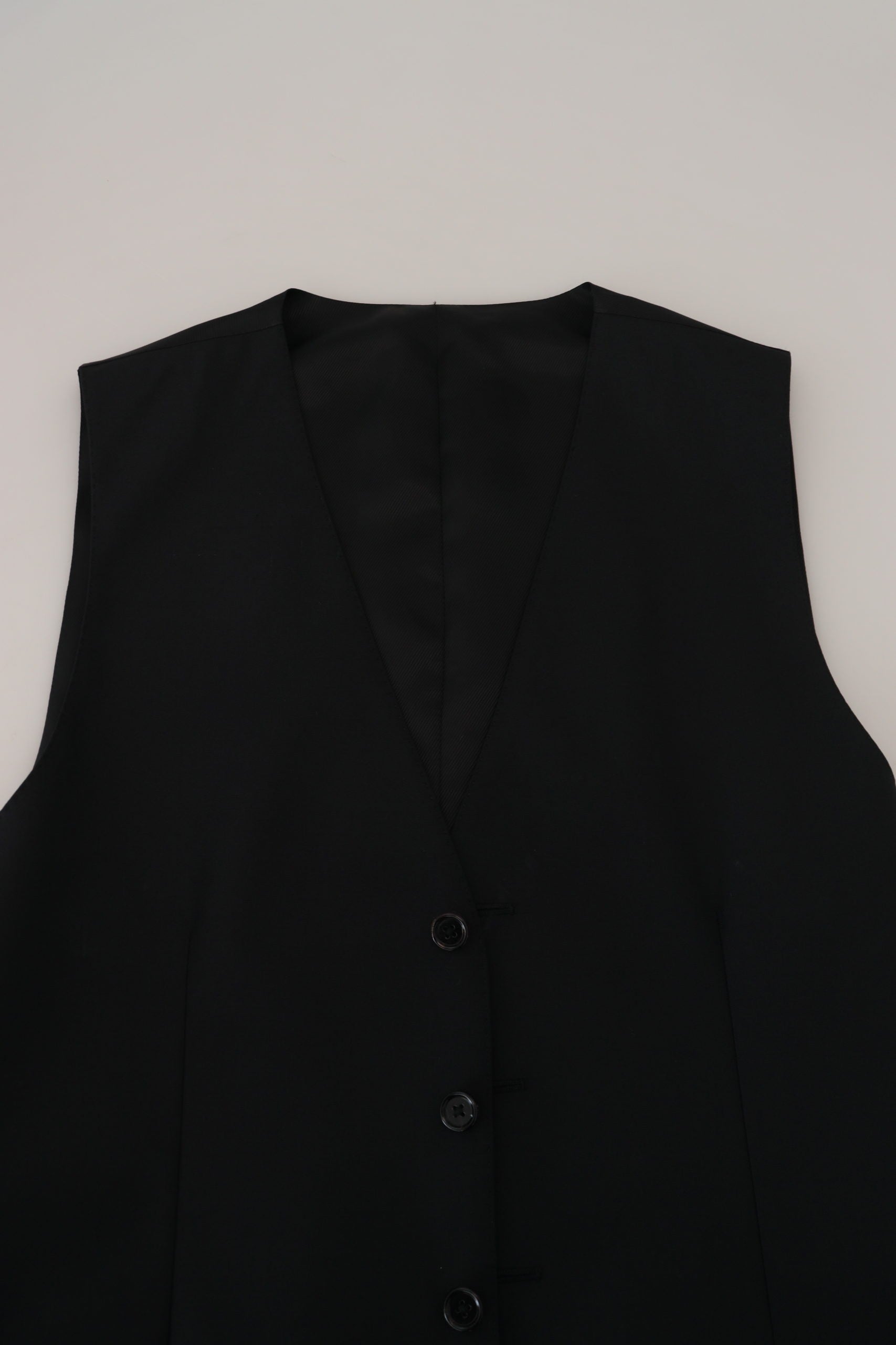 Dolce &amp; Gabbana Elegant Black Formal Wool-Silk Dress Vest