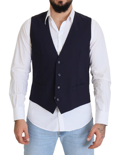 Dolce &amp; Gabbana Elegant Dark Blue Formal Dress Vest