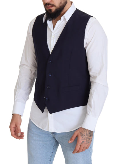 Dolce &amp; Gabbana Elegant Dark Blue Formal Dress Vest