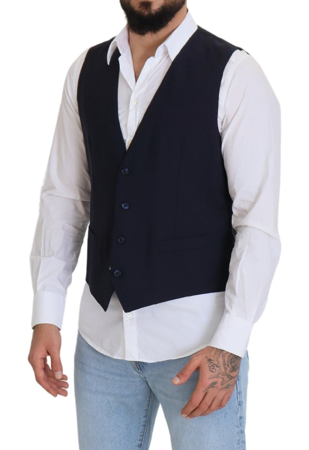 Dolce &amp; Gabbana Elegant Dark Blue Formal Dress Vest