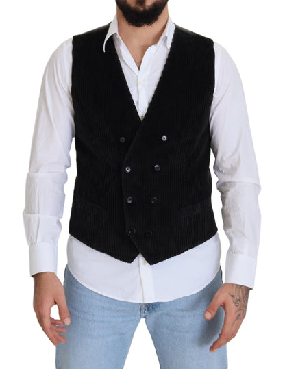 Dolce &amp; Gabbana Elegant Black Double Breasted Dress Vest