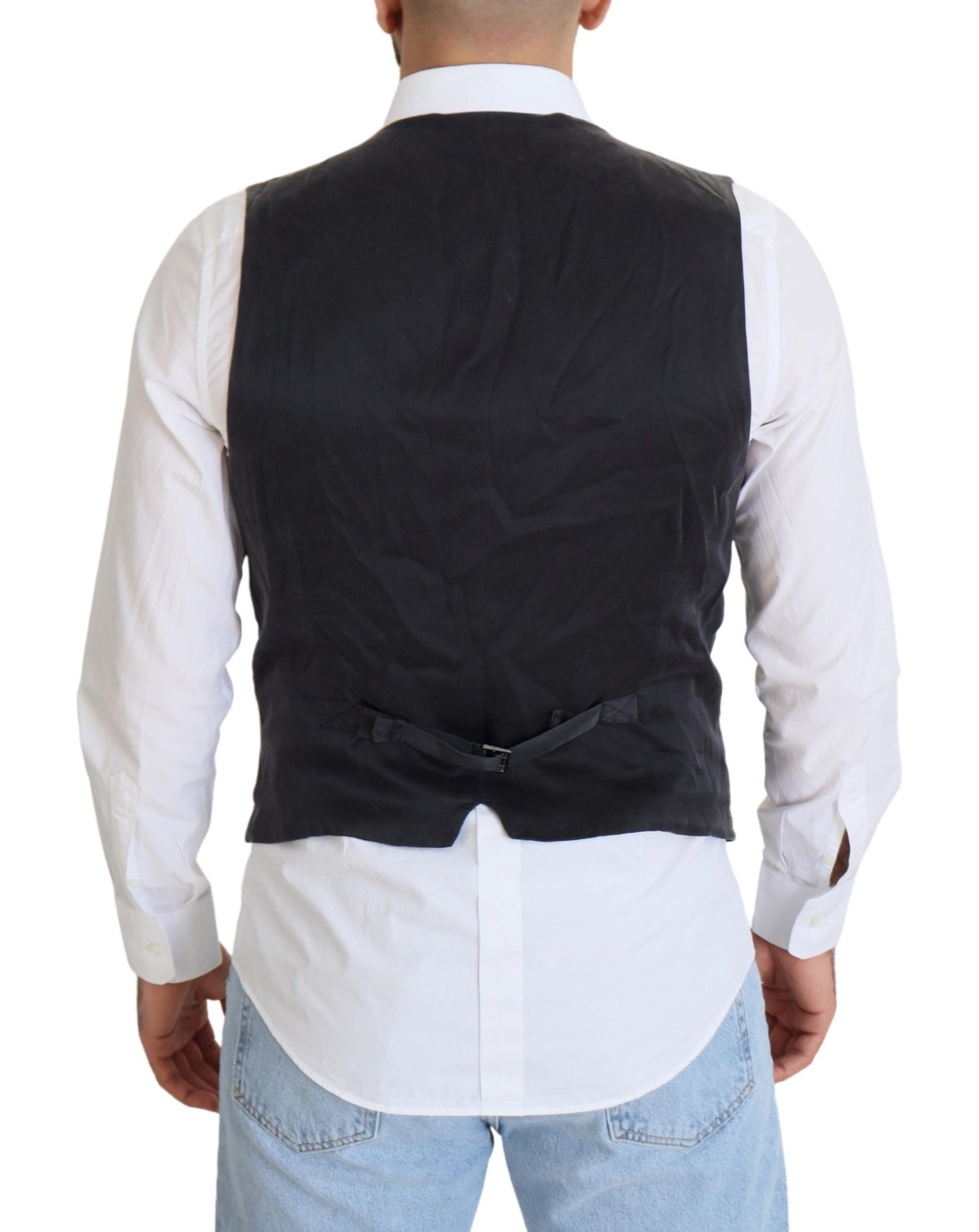 Dolce &amp; Gabbana Elegant Black Double Breasted Dress Vest