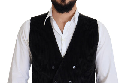 Dolce &amp; Gabbana Elegant Black Double Breasted Dress Vest