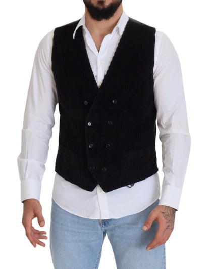 Dolce &amp; Gabbana Elegant Black Double Breasted Dress Vest