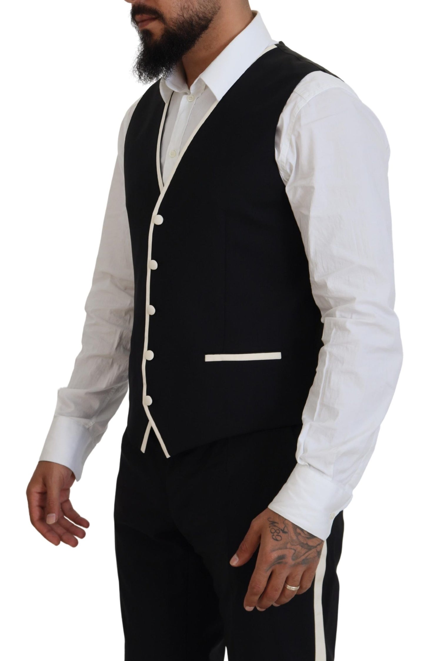 Dolce &amp; Gabbana Elegant Black and White Slim Fit Three Piece Suit