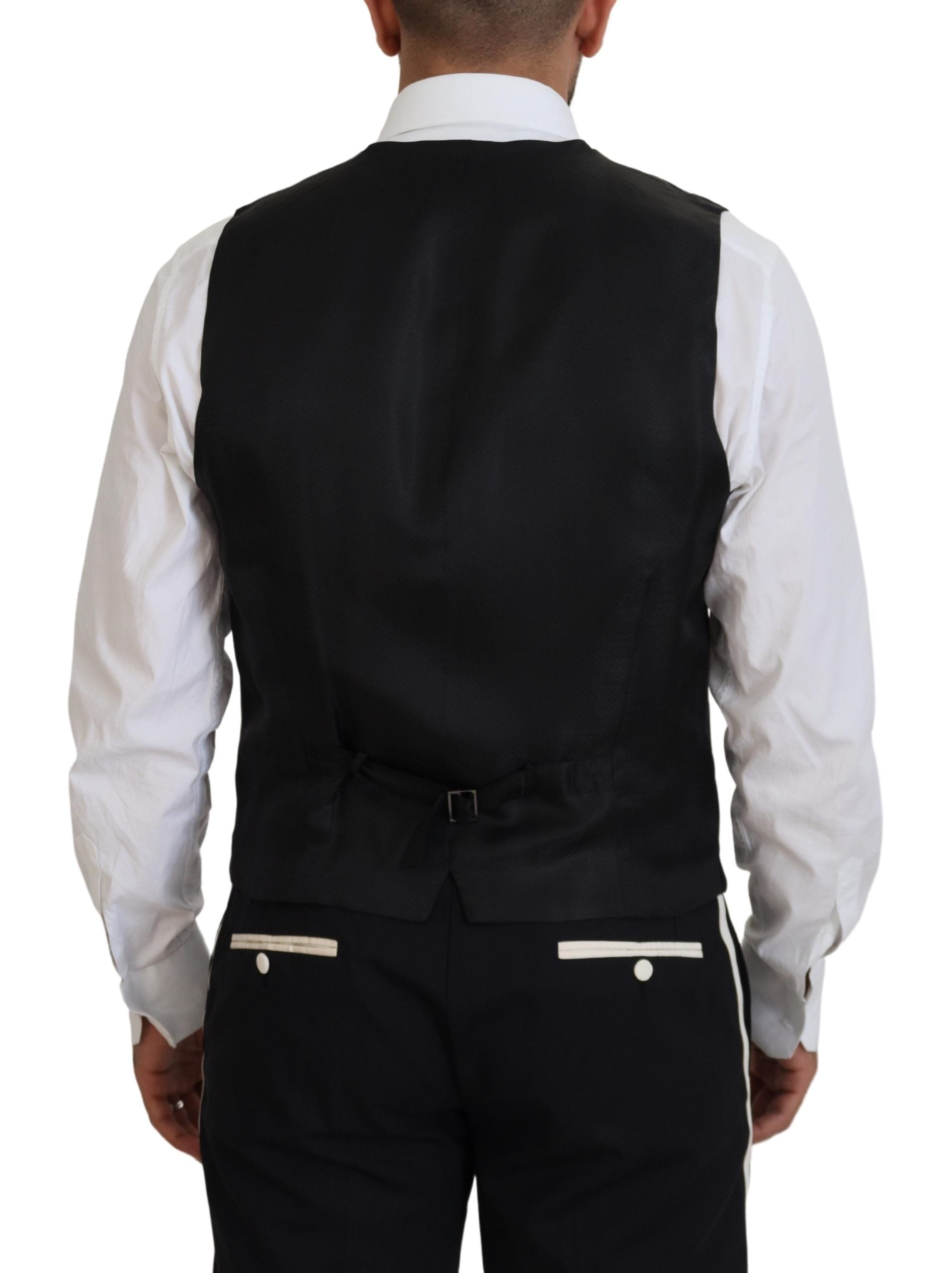 Dolce &amp; Gabbana Elegant Black and White Slim Fit Three Piece Suit