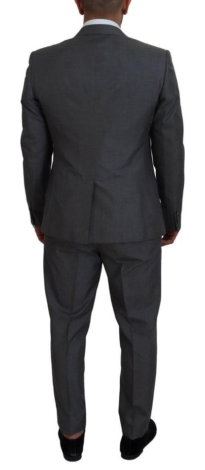 Dolce &amp; Gabbana Sleek Silver Martini Slim Fit Three-Piece Suit