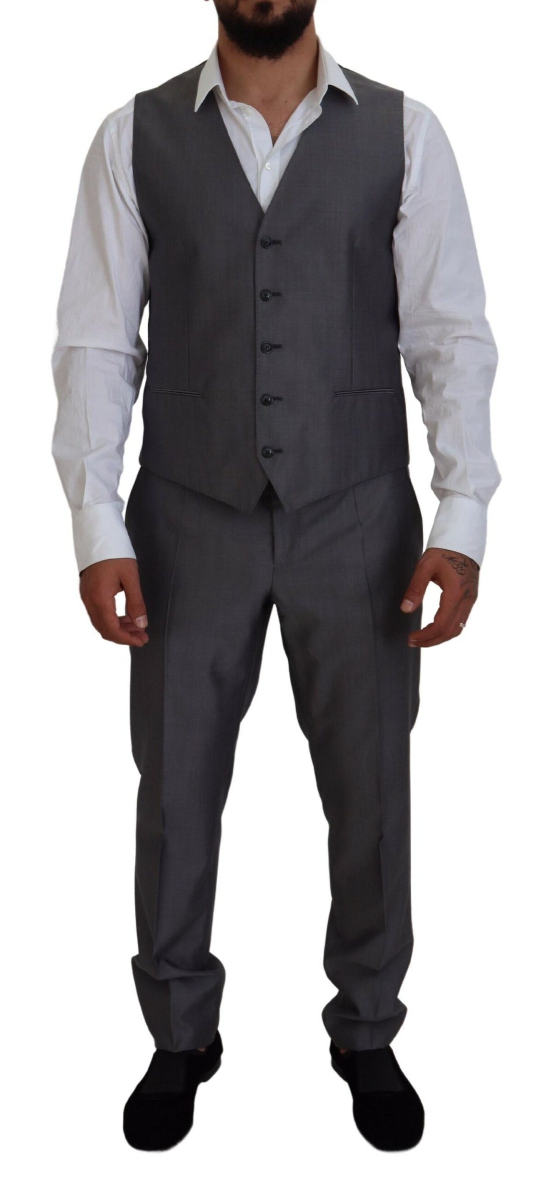 Dolce &amp; Gabbana Elegant Gray Silver Sicilia Suit Ensemble