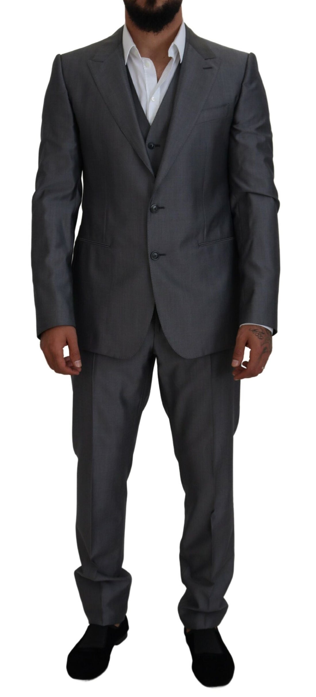 Dolce &amp; Gabbana Elegant Gray Silver Sicilia Suit Ensemble