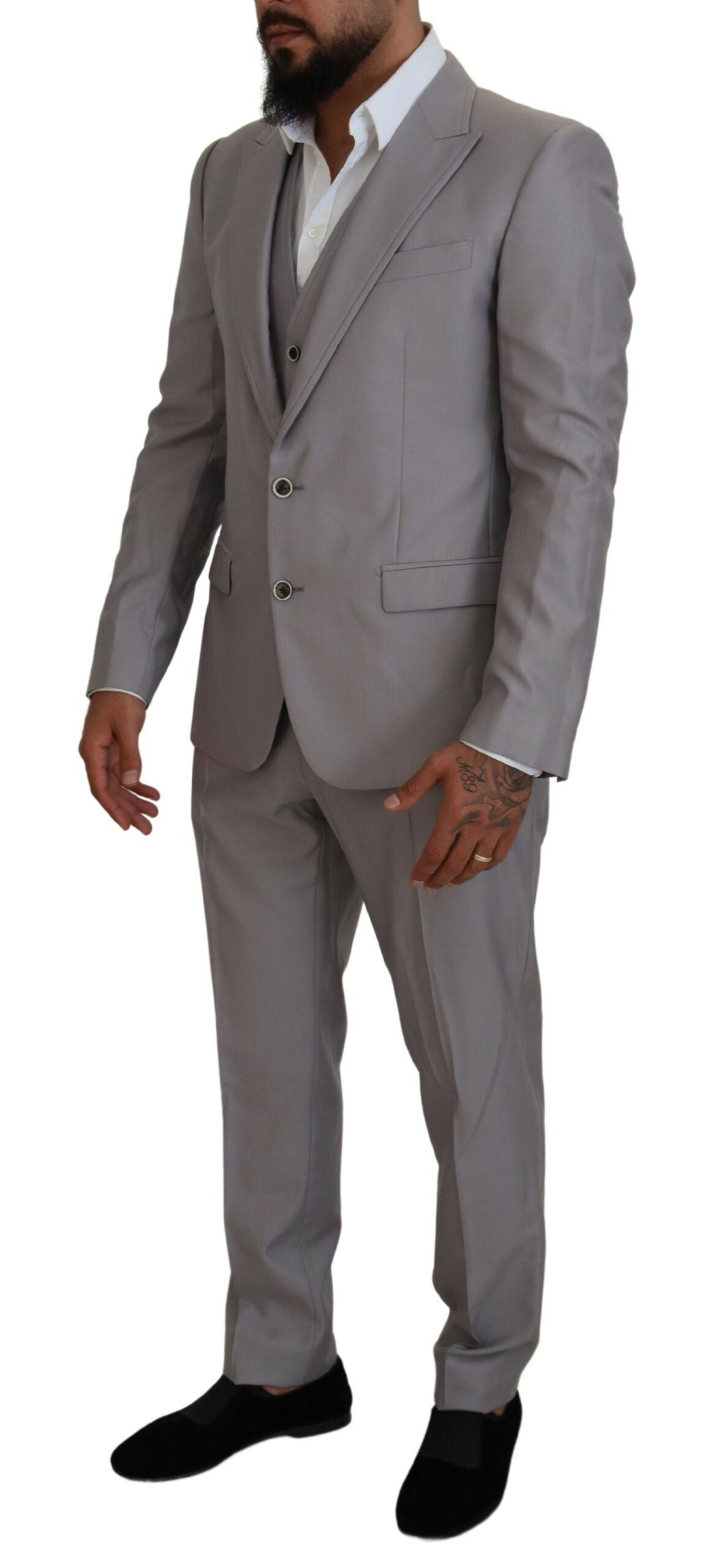 Dolce &amp; Gabbana Elegant Silver Slim Fit Three-Piece Suit