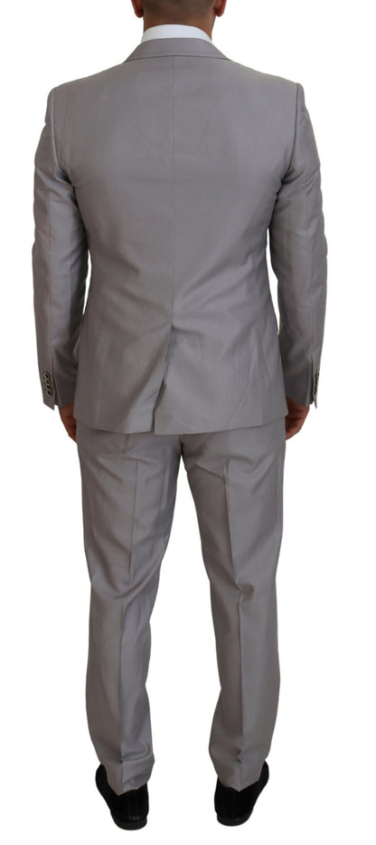 Dolce &amp; Gabbana Elegant Silver Slim Fit Three-Piece Suit