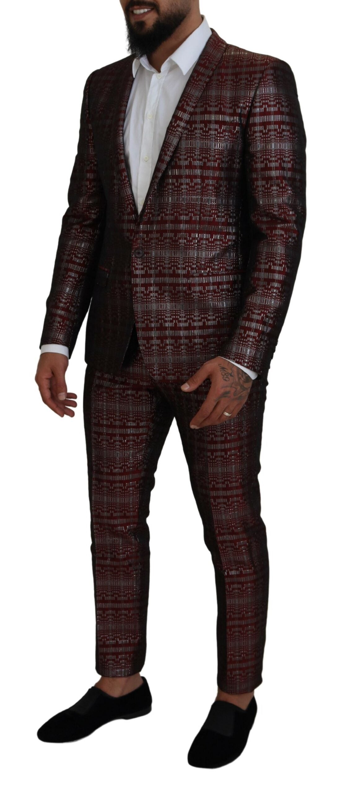 Dolce &amp; Gabbana Bordeaux Fantasy Slim Fit Two-Piece Suit