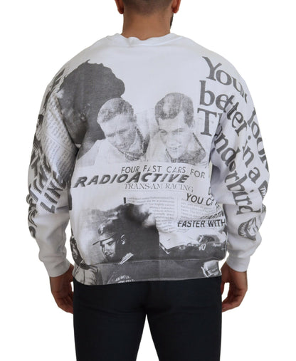 MSGM Elegant White Crewneck Cotton Sweater