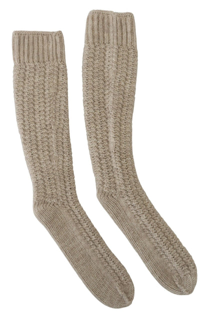 Dolce &amp; Gabbana Chic Beige Wool Blend Over-the-Calf Socks