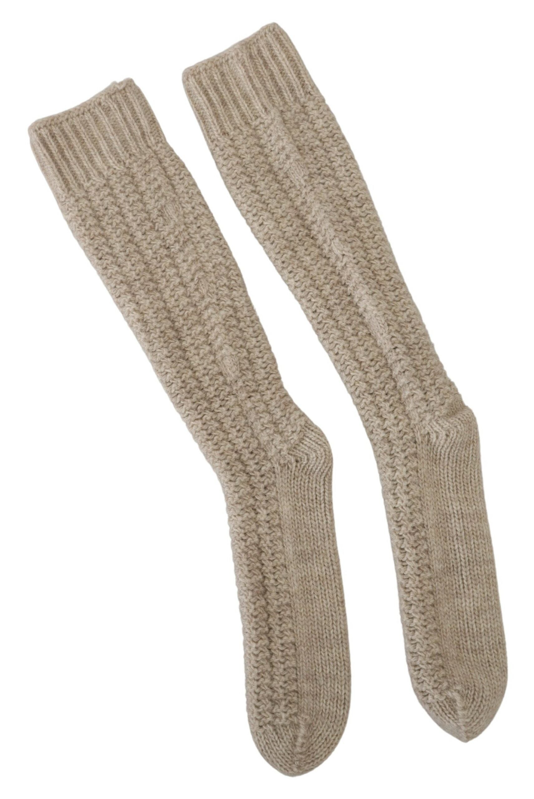 Dolce &amp; Gabbana Chic Beige Wool Blend Over-the-Calf Socks